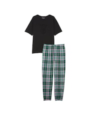 Victoria's Secret Green Pop Tartan Long Cuffed Pyjamas - Image 3 of 3