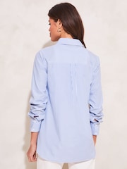 Lipsy Navy Blue Stripe Collared Button Through Shirt - Image 2 of 4