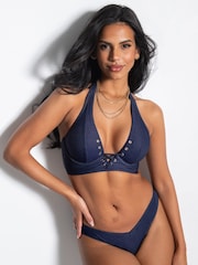 Pour Moi Blue Adelaide Denim V Bikini Brief - Image 1 of 5