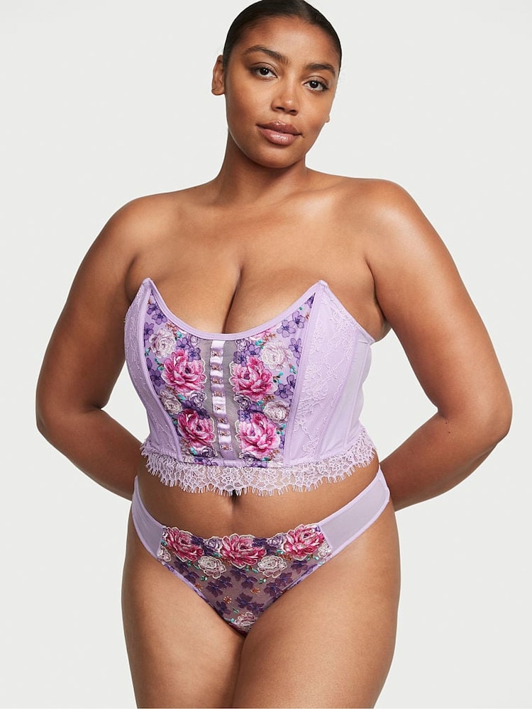 Victoria's Secret Jasmine Purple Embroidered Corset Strapless Corset Top - Image 2 of 5 Victoria's Secret Jasmine Purple Embroidered Corset Strapless Corset Top - Image 2 of 5