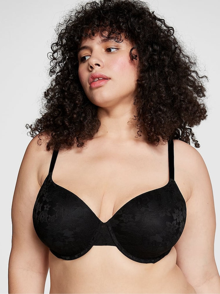 Victoria's Secret PINK Black Floral Lace Lightly Lined Bra - Image 1 of 3