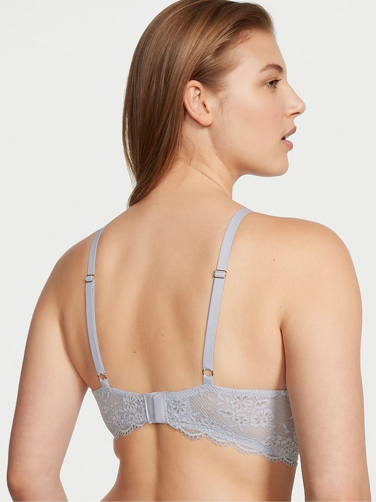 Victoria's Secret Flint Grey Lace Half Pad Plunge Bra - Image 2 of 3 Victoria's Secret Flint Grey Lace Half Pad Plunge Bra - Image 2 of 3