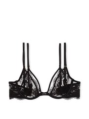 Victoria's Secret Black Fishnet Lace Low Cut Demi Bra - Image 3 of 4