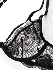Victoria's Secret Black Fishnet Lace Low Cut Demi Bra - Image 4 of 4