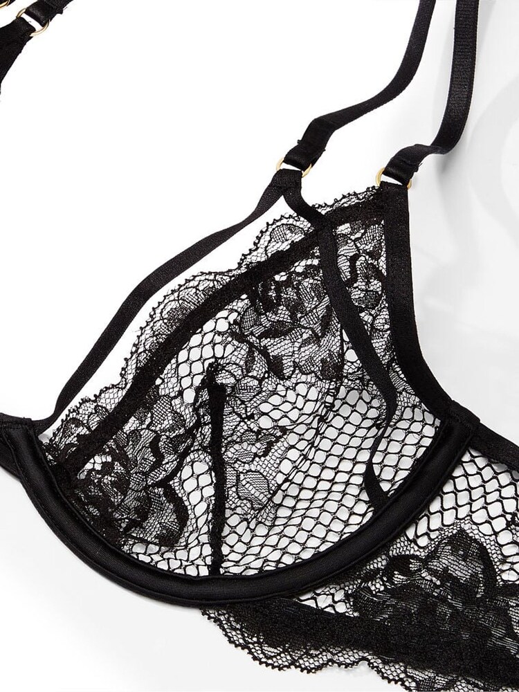 Victoria's Secret Black Fishnet Lace Low Cut Demi Bra - Image 4 of 4 Victoria's Secret Black Fishnet Lace Low Cut Demi Bra - Image 4 of 4