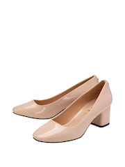 Ravel Nude Patent Block Heel Shoes - Image 2 of 4
