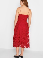 Long Tall Sally Red Lace V-Neck Midi Dress - Image 3 of 4