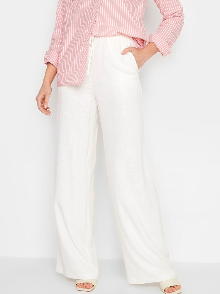 Long Tall Sally White Wide Leg Trouser Contains Linen - Image 1 of 4 Long Tall Sally White Wide Leg Trouser Contains Linen - Image 1 of 4