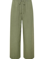 Long Tall Sally Green Linen Crop Trouser - Image 3 of 4