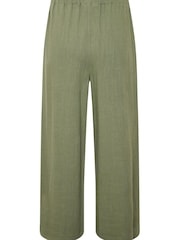 Long Tall Sally Green Linen Crop Trouser - Image 4 of 4