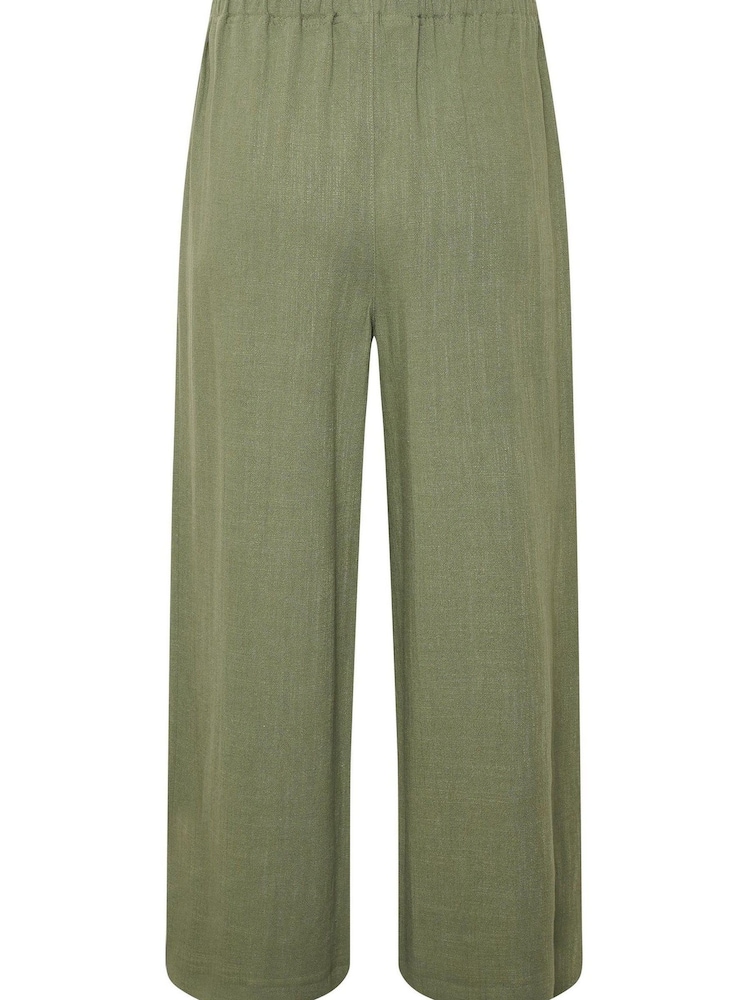 Long Tall Sally Green Linen Crop Trouser - Image 4 of 4