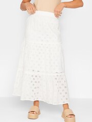 PixieGirl Petite White Broderie Maxi Skirt - Image 1 of 4