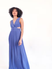 TFNC Blue Fully Pleated Dress With Cut Out Waist - Image 1 of 5