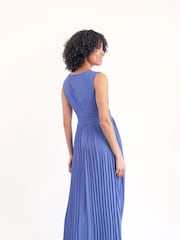 TFNC Blue Fully Pleated Dress With Cut Out Waist - Image 2 of 5