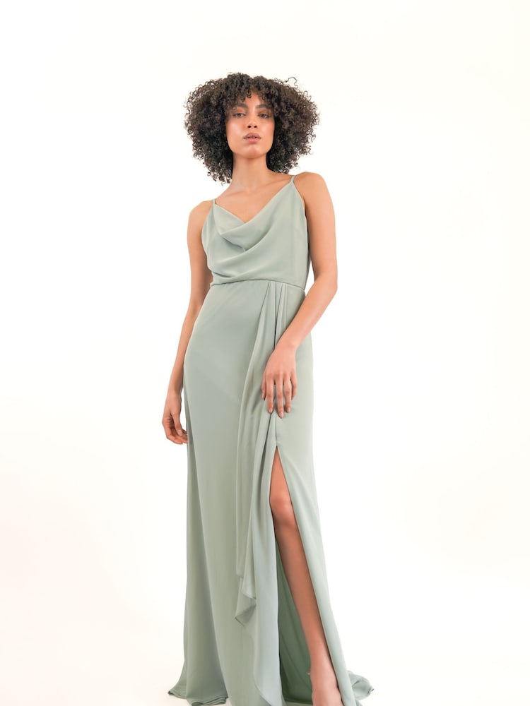 TFNC Sage Green Cowl Neck Chiffon Maxi Dress - Image 1 of 5