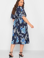 Blau - Yours Curve London Wickelkleid mit geraffter Taille - Bild 3 von 4