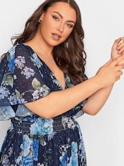 Blau - Yours Curve London Wickelkleid mit geraffter Taille - Bild 4 von 4