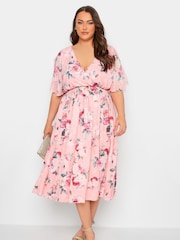 Pink - Yours Curve London Wickelkleid mit geraffter Taille - Bild 2 von 4