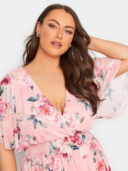 Pink - Yours Curve London Wickelkleid mit geraffter Taille - Bild 4 von 4
