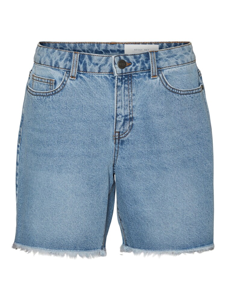 NOISY MAY Blue Ripped Hem High Waist Mom Shorts - Image 5 of 6