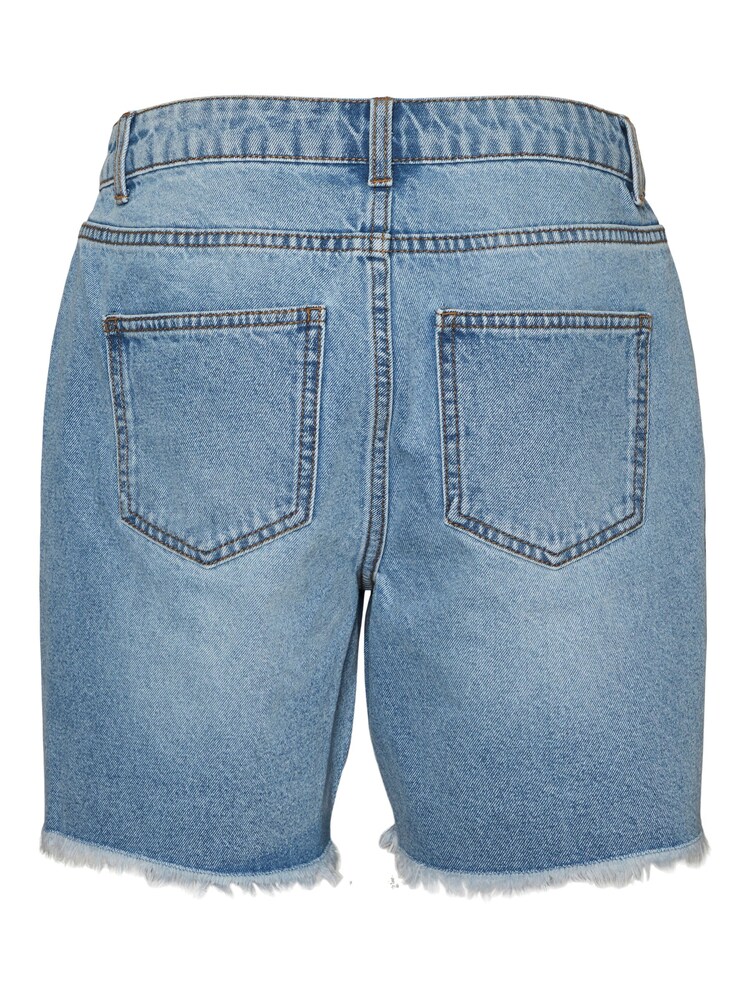 NOISY MAY Blue Ripped Hem High Waist Mom Shorts - Image 6 of 6