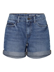 NOISY MAY Blue Curve High Waist Mom Shorts - Image 1 of 2