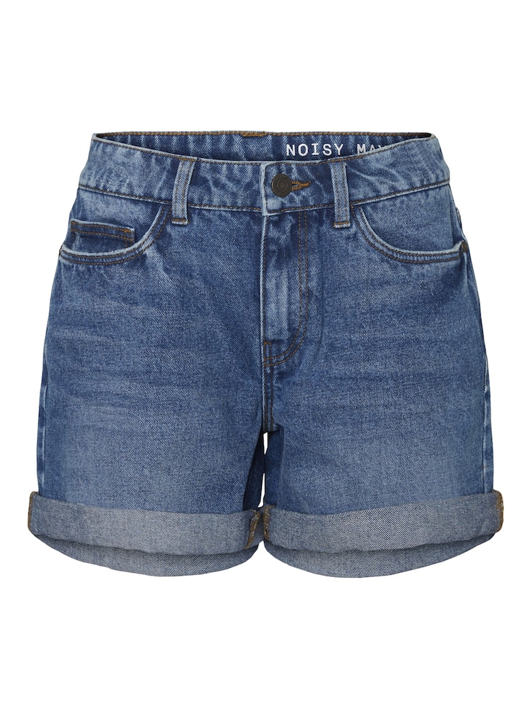 NOISY MAY Blue Curve High Waist Mom Shorts - Image 1 of 2