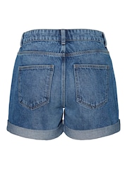 NOISY MAY Blue Curve High Waist Mom Shorts - Image 2 of 2