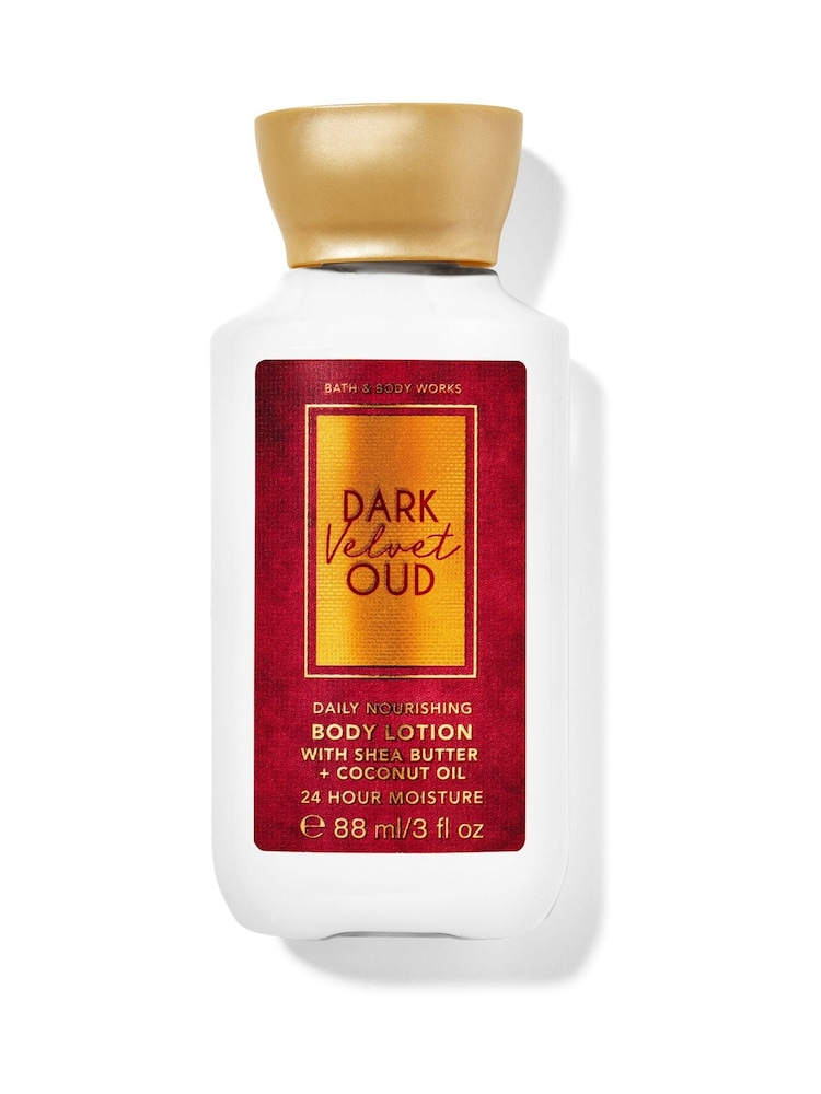 Bath & Body Works Velvet Oud Dark Velvet Oud Travel Size Daily Nourishing Body Lotion 3 fl oz / 88 mL - Image 1 of 1 Bath & Body Works Velvet Oud Dark Velvet Oud Travel Size Daily Nourishing Body Lotion 3 fl oz / 88 mL - Image 1 of 1
