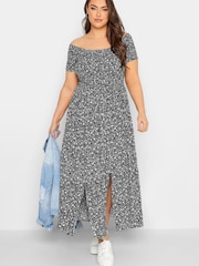 Schwarz - Yours Curve Gerafftes Bardot-Kleid - Bild 1 von 4
