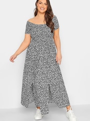 Schwarz - Yours Curve Gerafftes Bardot-Kleid - Bild 2 von 4