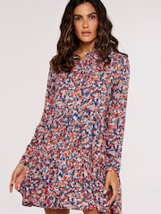 Apricot Blue Multi Printed Tiered Shirt Dress - Image 1 of 5