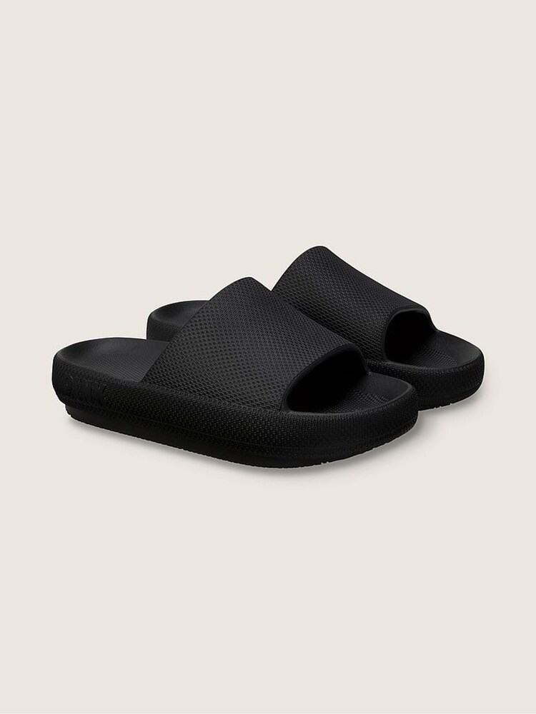 Victoria's Secret PINK Pure Black Pillow Sliders - Image 1 of 3