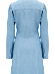 Pour Moi Denim Blue Joanie Lace Up Chambray Long Sleeve Dress - Image 5 of 5