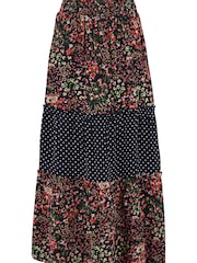 Pour Moi Black Floral Tahlia Tiered Woven Midi Skirt - Image 4 of 5