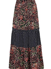 Pour Moi Black Floral Tahlia Tiered Woven Midi Skirt - Image 5 of 5