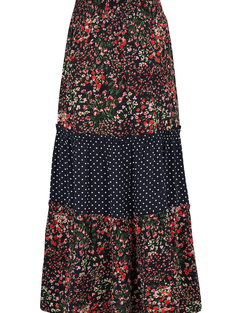 Pour Moi Black Floral Tahlia Tiered Woven Midi Skirt - Image 5 of 5