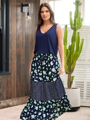 Pour Moi Blue Tahlia Tiered Woven Midi Skirt - Image 3 of 5
