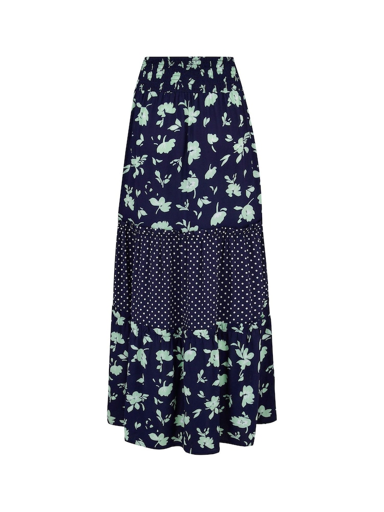 Pour Moi Blue Tahlia Tiered Woven Midi Skirt - Image 5 of 5