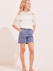 Lipsy White Pleated Cold Shoulder Top - Image 2 of 4