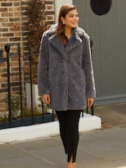 Friends Like These Grey Faux Fur Long City Coat - Image 2 of 4
