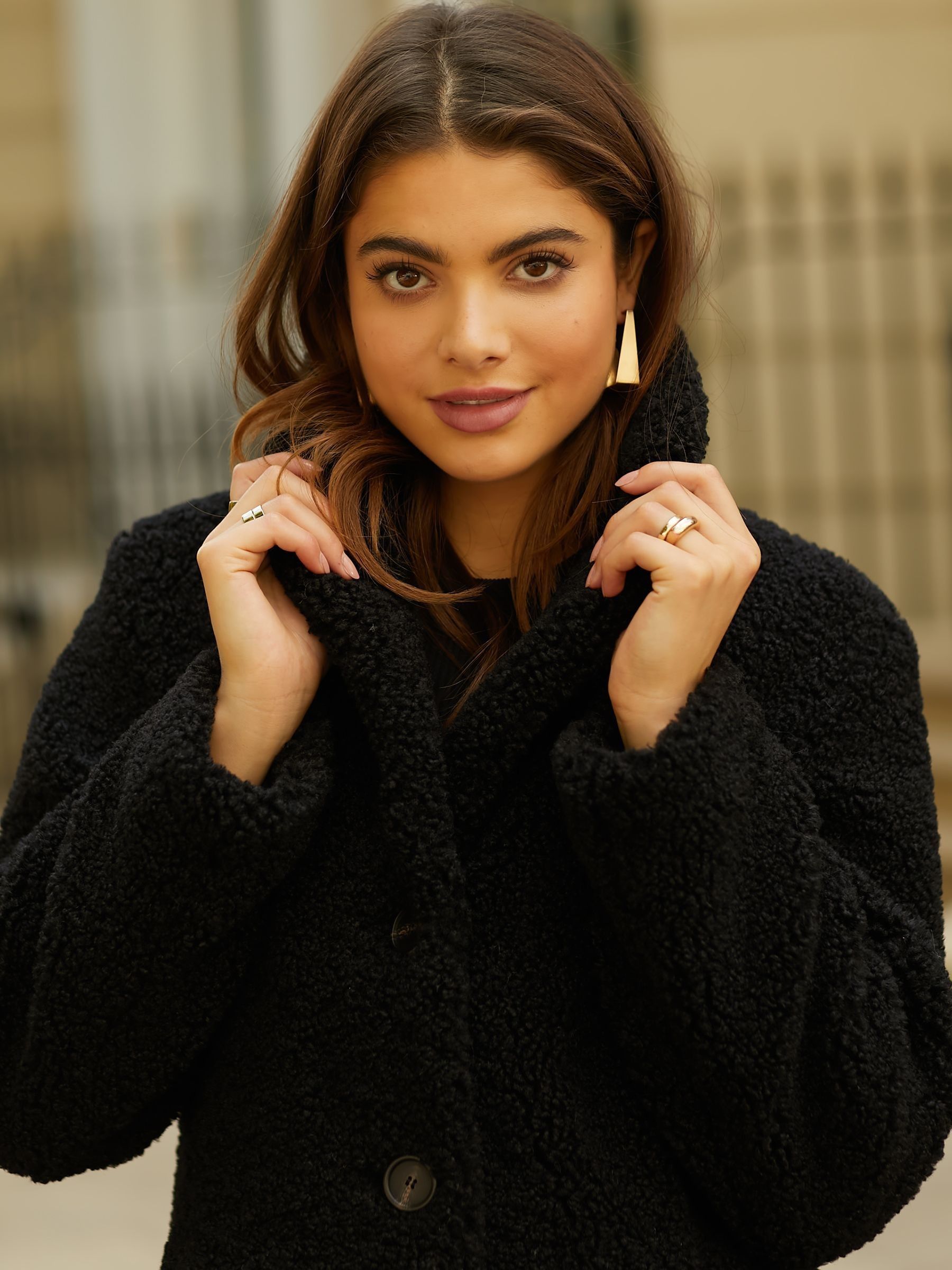 Friends Like These Black Longline Button Through Teddy Coat