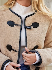 Friends Like These Camel Clasp Front Borg Jacket - Image 3 of 4