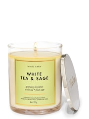 Bath & Body Works White Tea N Sage Signature Single Wick Candle 8 oz / 227 g - Image 1 of 1