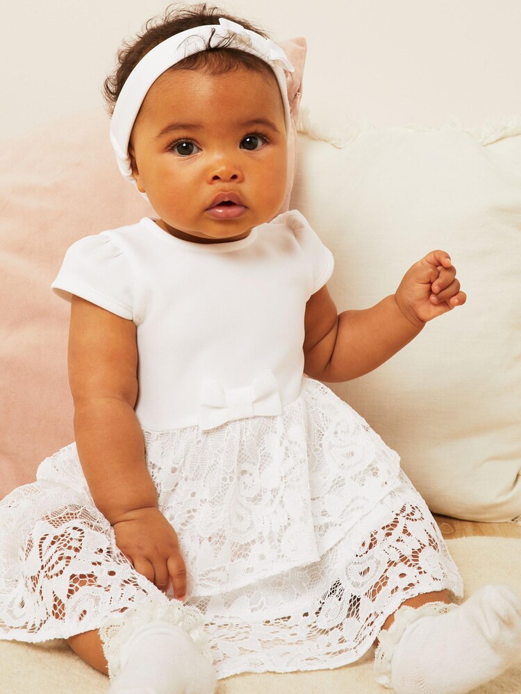 Lipsy White Baby Lace Tutu Dress With Headband - Image 1 of 4