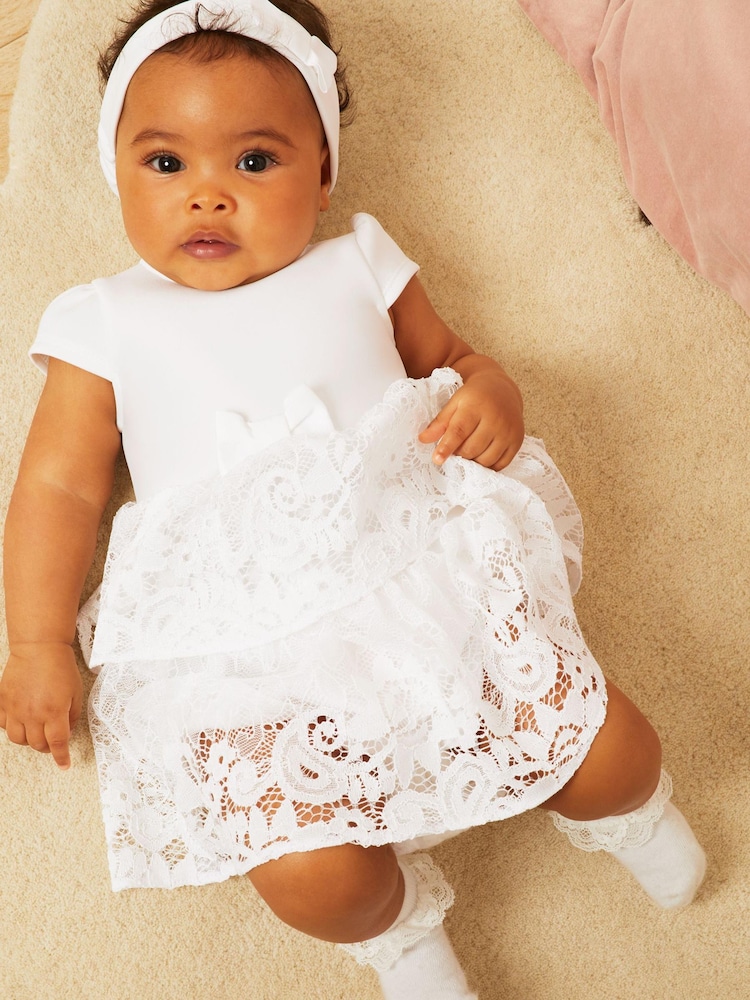 Lipsy White Baby Lace Tutu Dress With Headband - Image 2 of 4 Lipsy White Baby Lace Tutu Dress With Headband - Image 2 of 4