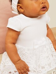 Lipsy White Baby Lace Tutu Dress With Headband - Image 3 of 4