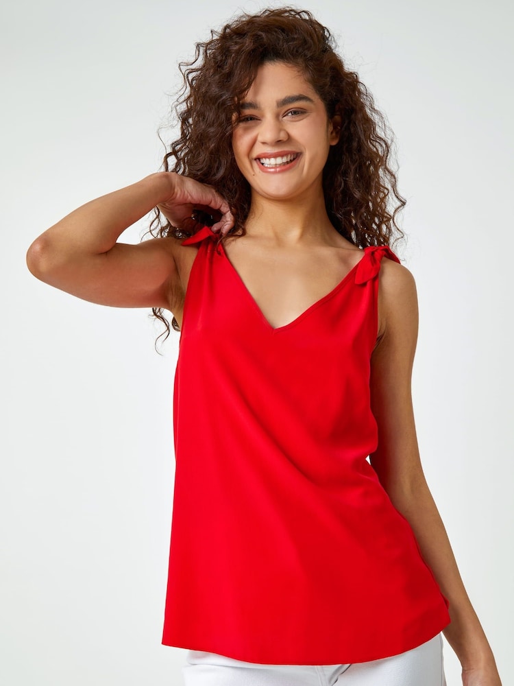 Roman Red Tie Detail Strap Cami Top - Image 1 of 5