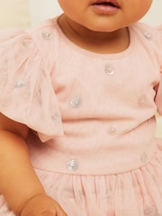 Lipsy Pink Sequin Spot Puff Sleeve Dress - Baby - Image 2 of 4