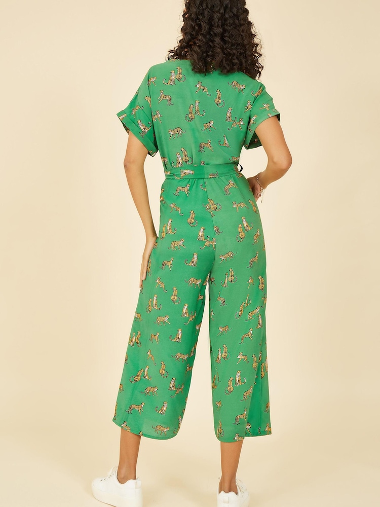Yumi Green Multi Cheetah Print Jumpsuit - Image 2 of 4